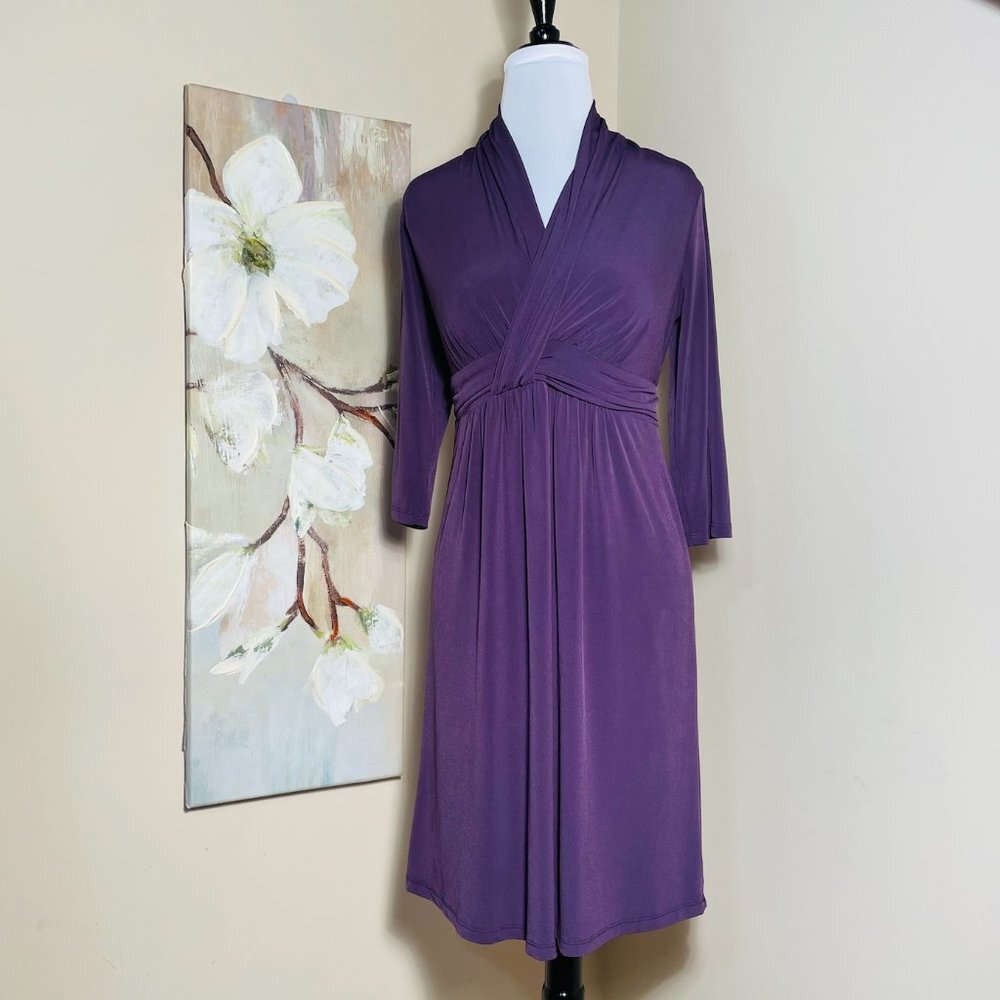 Motherhood Maternity Dress- Purple Faux Wrap Dress size S